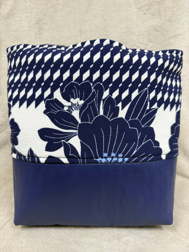 144 Blue Leather Look with Floral & Diamonds
