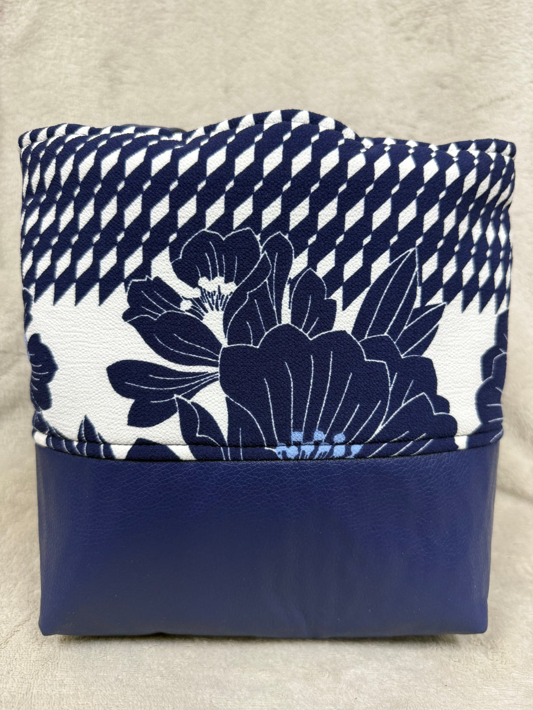 144 Blue Leather Look with Floral & Diamonds