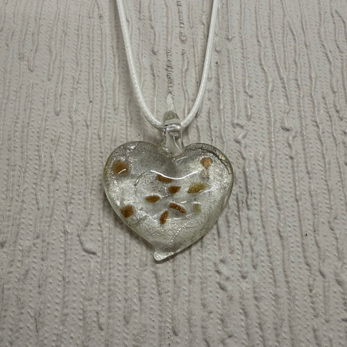 SALE White Glass Heart