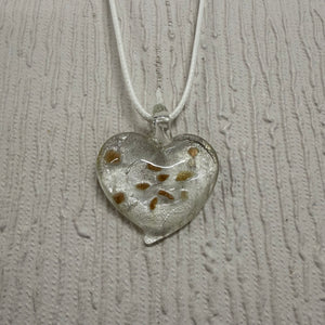 SALE White Glass Heart