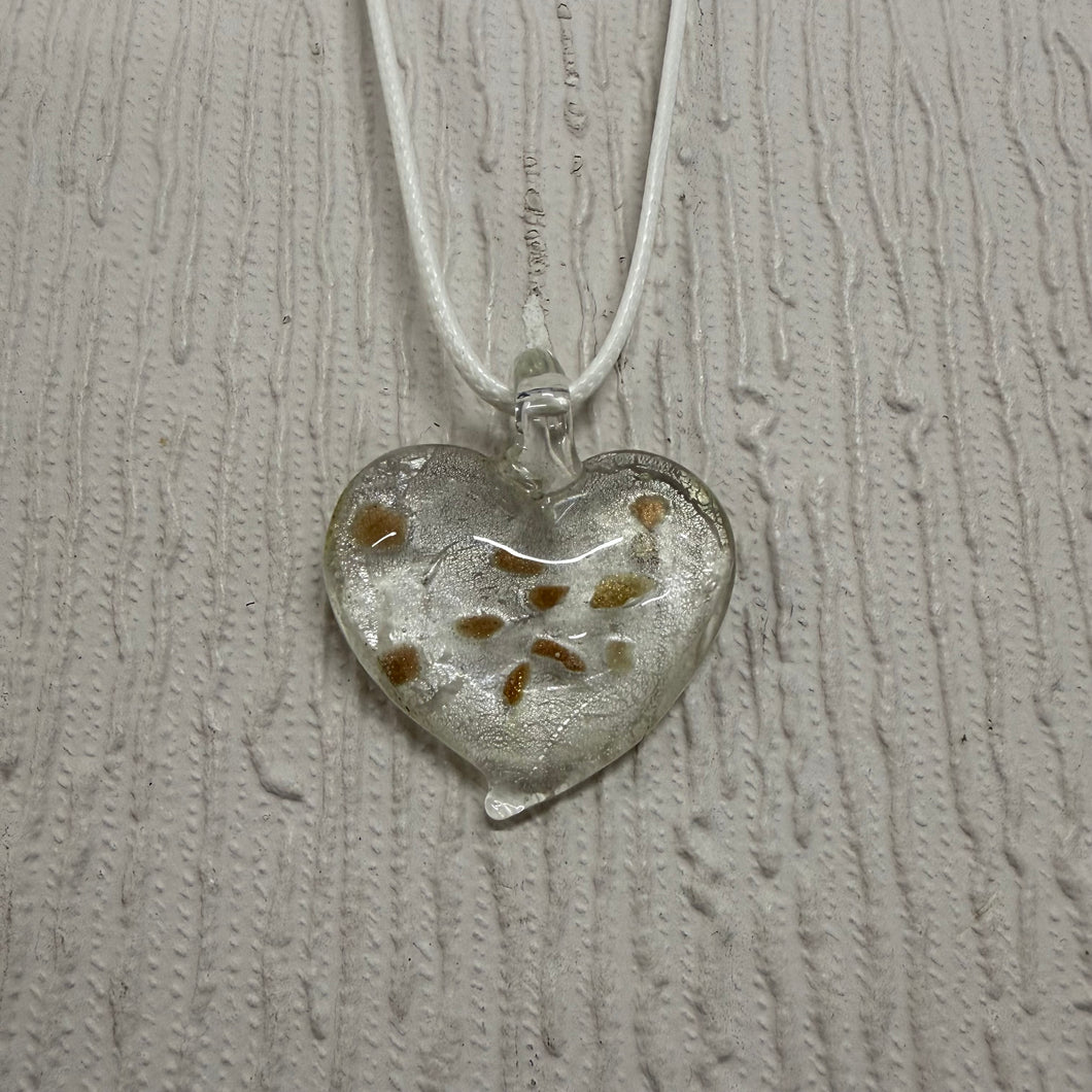 SALE White Glass Heart