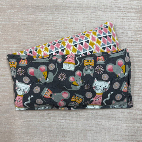 Wheatbag - Dark Grey with Cats & Mice / Diamonds