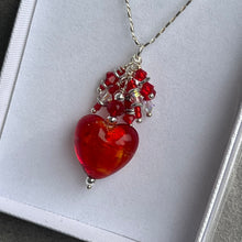 Load image into Gallery viewer, Glass Heart with Charms On Sterling Silver