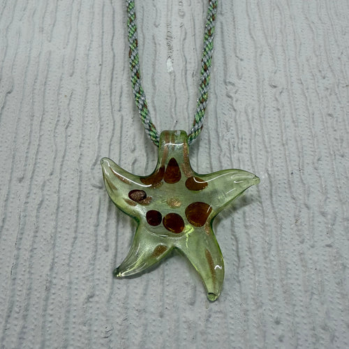 SALE Green Starfish on Kumihimo Cord