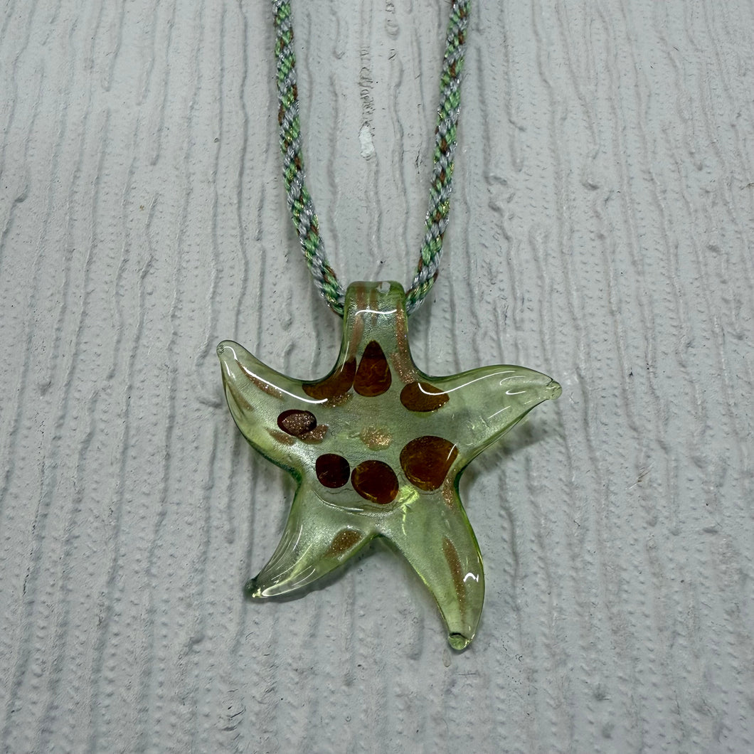 SALE Green Starfish on Kumihimo Cord