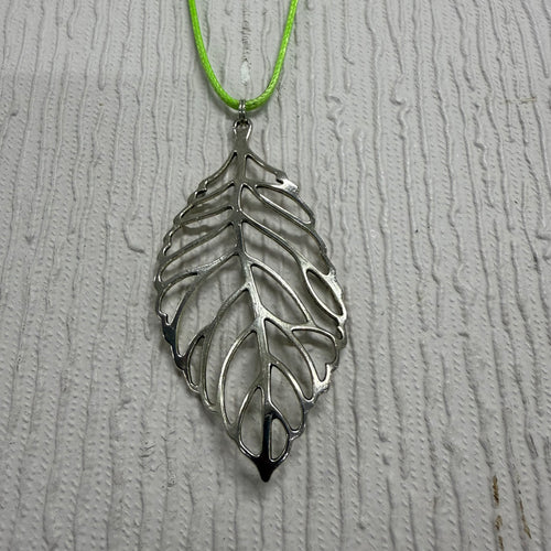 SALE Silver Leaf on Lime Cord