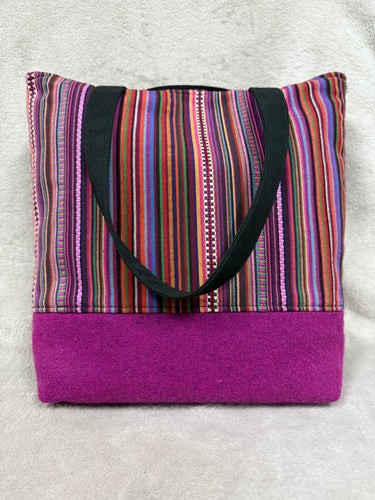 102 Pink Fabric with Multicoloured Stripes