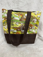 Load image into Gallery viewer, 084 Brown Tote / Handbag with Sheep Print