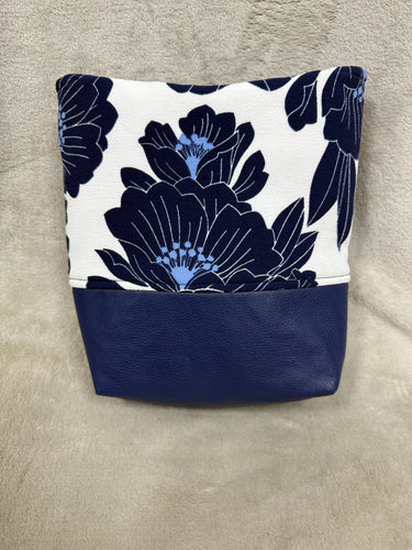 143 Blue Leather Look with Floral Pattern