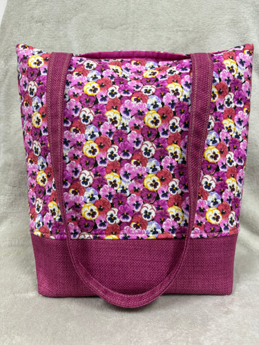 165 Pink Base with Pansies Print