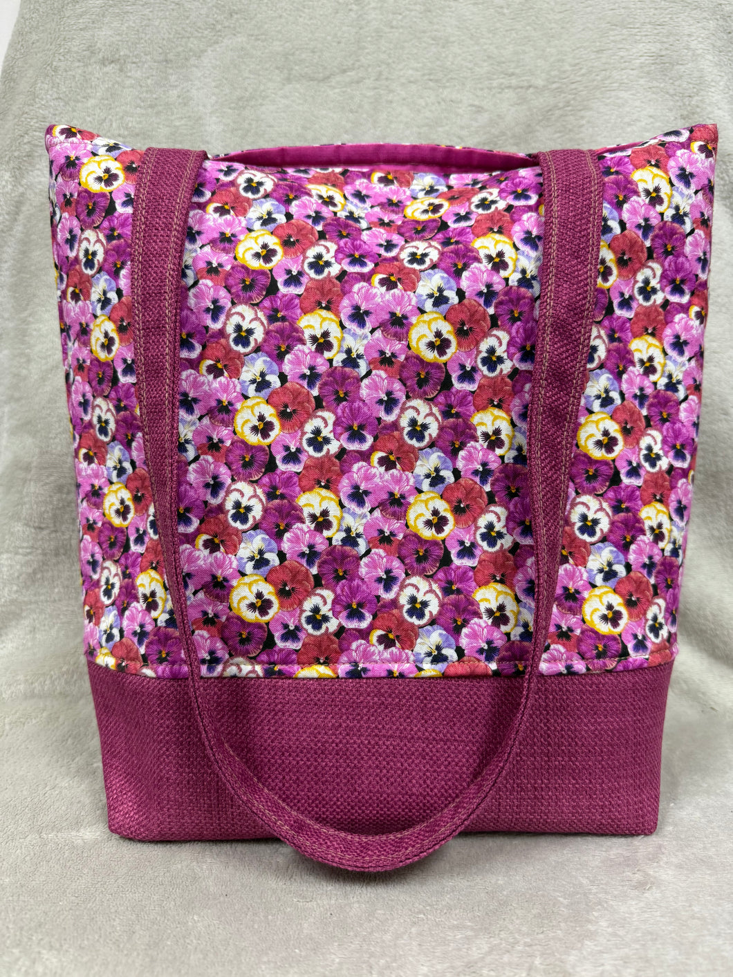 165 Pink Base with Pansies Print