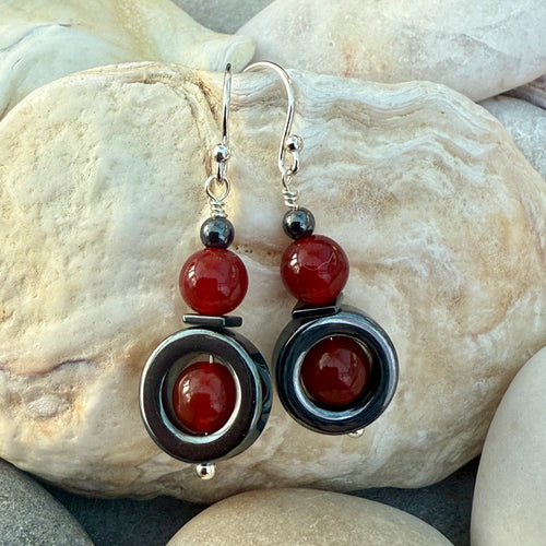 Earrings: Hematite & Gemstones