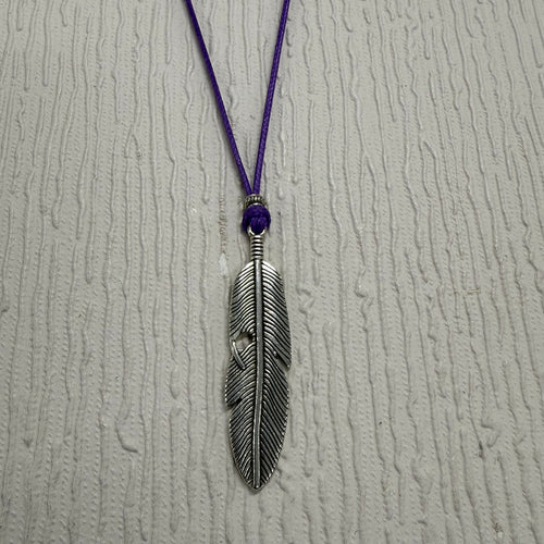 SALE Feather on Purple Cord