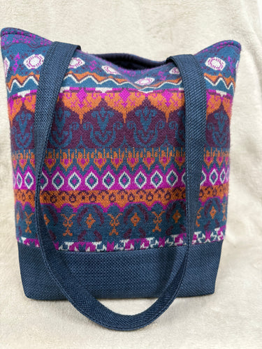 078 Navy with Navy, Rust & Purple Joe Brown Print