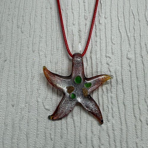 SALE Red Starfish on Red Cord