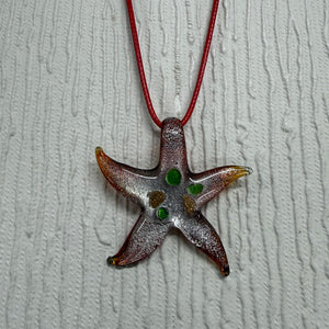 SALE Red Starfish on Red Cord