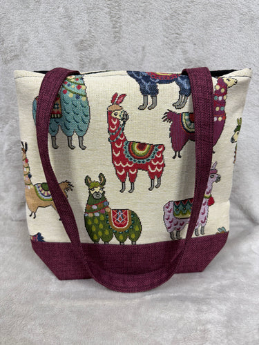 101 Burgundy Fabric with Llama Tapestry