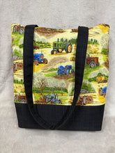 Load image into Gallery viewer, 088 Black Tote / Handbag with Tractor Print