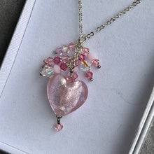 Load image into Gallery viewer, Glass Heart with Charms On Sterling Silver