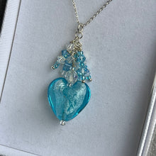 Load image into Gallery viewer, Glass Heart with Charms On Sterling Silver