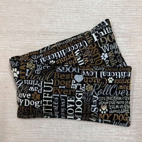 Wheatbag - Black with Dog Words