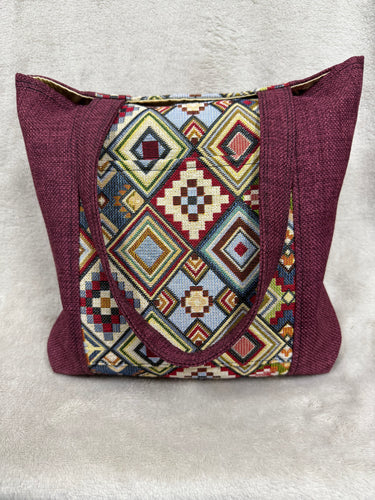 056 Burgundy sides with Tapestry Panel