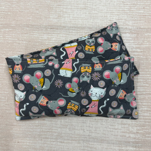 Wheatbag - Dark Grey with Cats & Mice