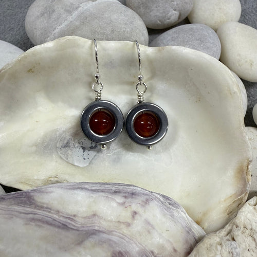 Earrings: Chakra Gemstones in Electroplated Silver Circles