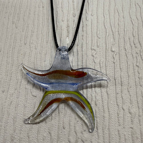 SALE Decorated Starfish on Black Cord