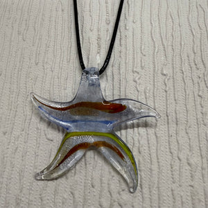 SALE Decorated Starfish on Black Cord