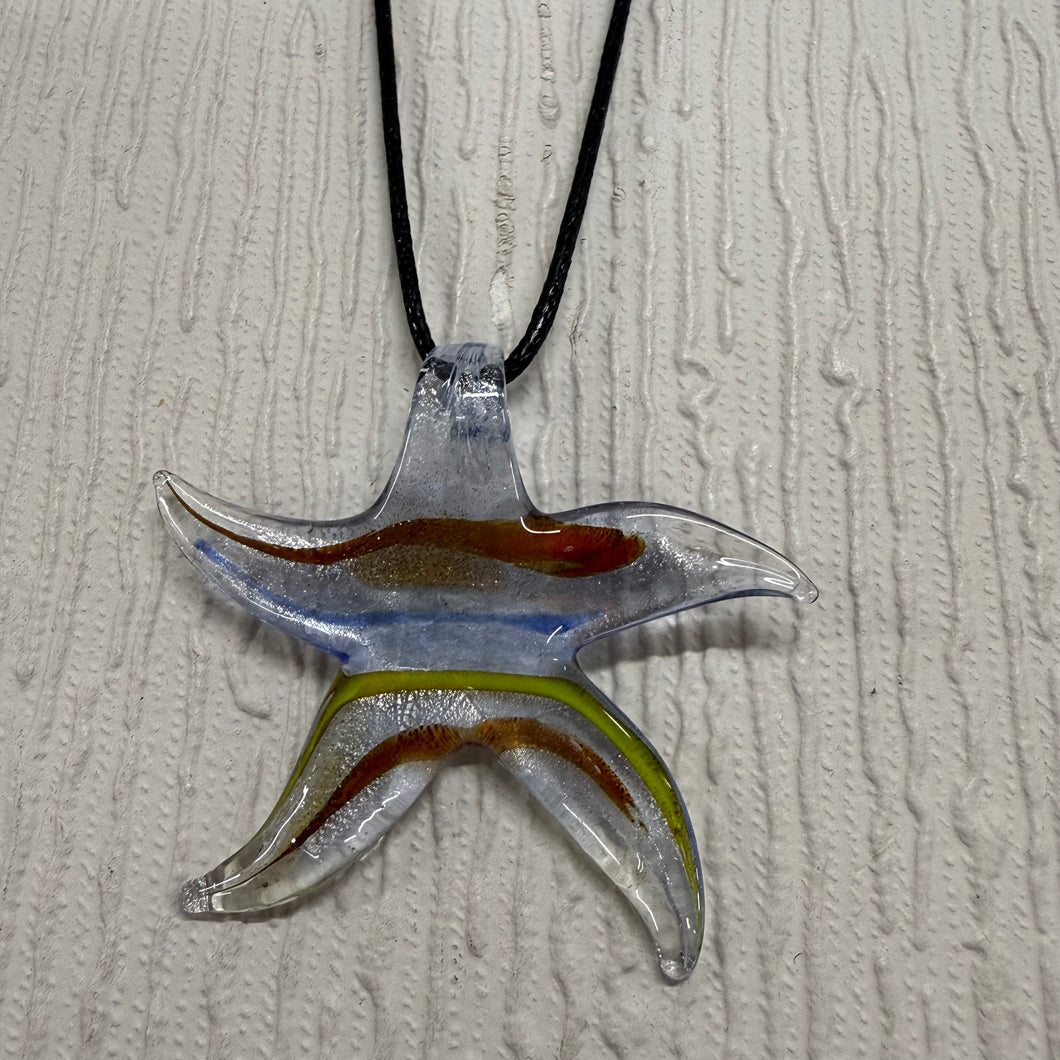 SALE Decorated Starfish on Black Cord