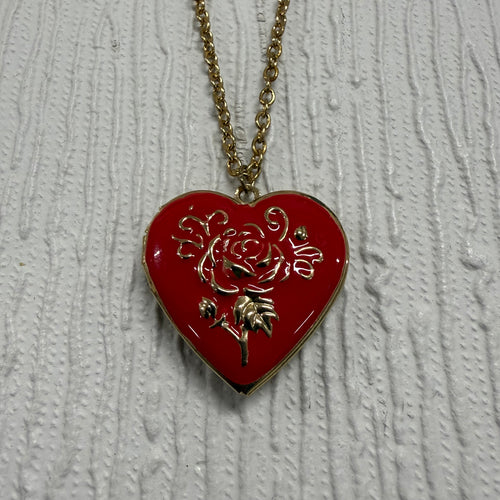 SALE Red Heart on Gold Chain
