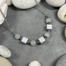 Load image into Gallery viewer, Necklace: Aluminium Cubes &amp; Glass Beads