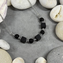 Load image into Gallery viewer, Necklace: Aluminium Cubes &amp; Glass Beads