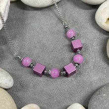 Load image into Gallery viewer, Necklace: Aluminium Cubes &amp; Glass Beads