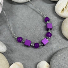 Load image into Gallery viewer, Necklace: Aluminium Cubes &amp; Glass Beads