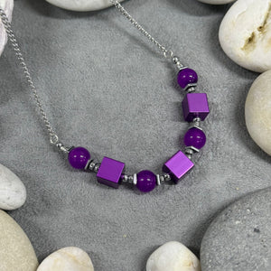 Necklace: Aluminium Cubes & Glass Beads