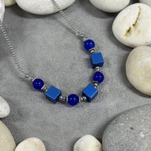 Load image into Gallery viewer, Necklace: Aluminium Cubes &amp; Glass Beads