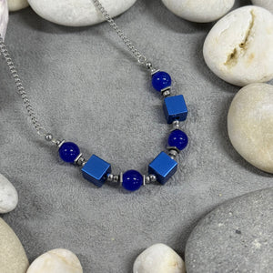 Necklace: Aluminium Cubes & Glass Beads