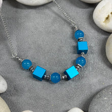 Load image into Gallery viewer, Necklace: Aluminium Cubes &amp; Glass Beads