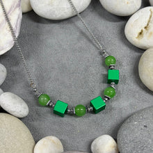Load image into Gallery viewer, Necklace: Aluminium Cubes &amp; Glass Beads