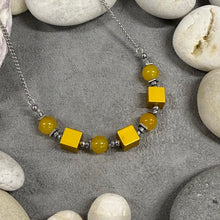 Load image into Gallery viewer, Necklace: Aluminium Cubes &amp; Glass Beads