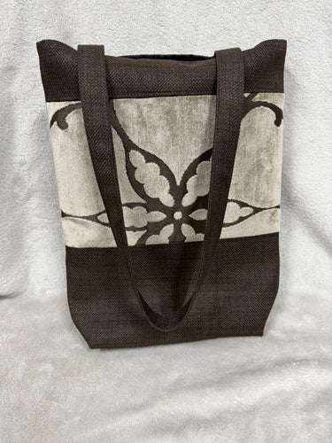 043 Brown Tote / Handbag with Velvet Panel
